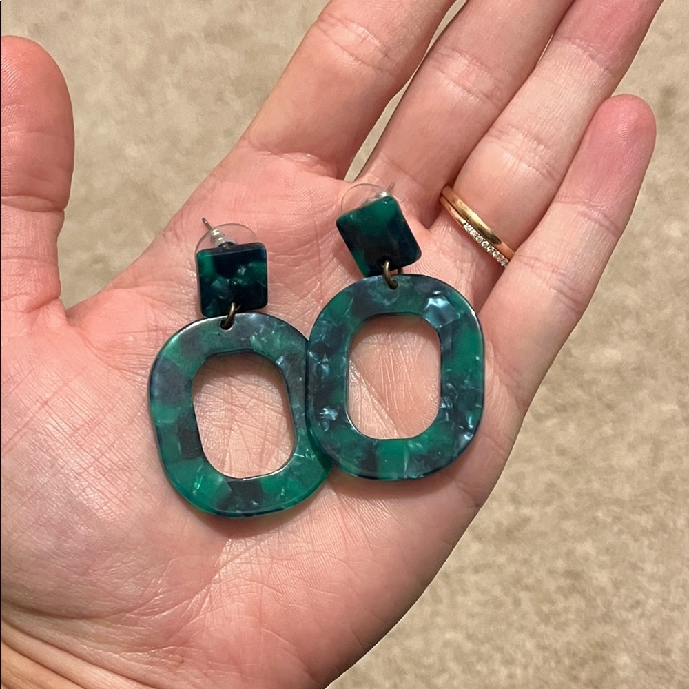 Green Statement Earrings